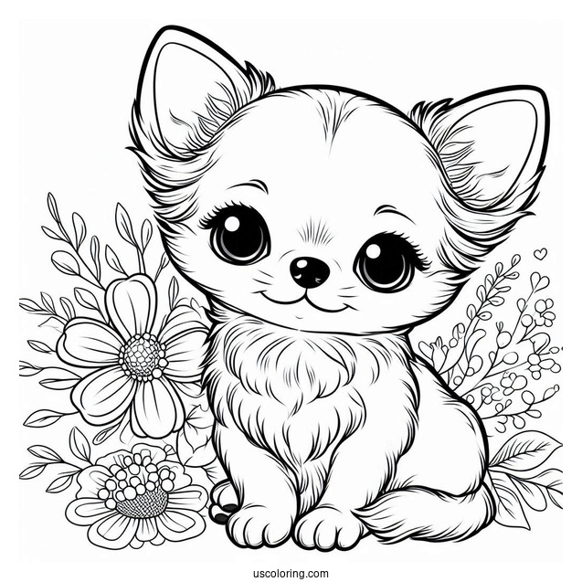 Cute Baby Chihuahua Coloring Page For Preschoolers