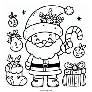 Adorable Simple Santa Claus Coloring Page For Preschoolers