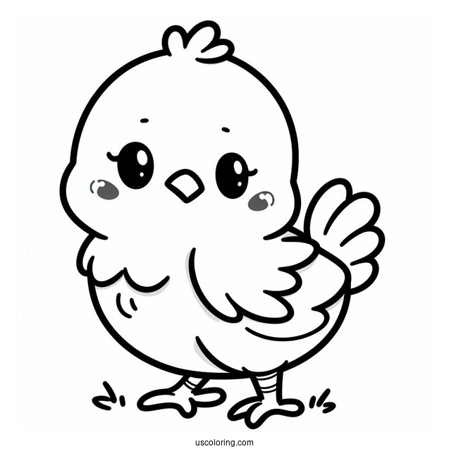 Kawaii Baby Chicken Coloring Page