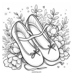 Girl_s Ballet Flats To Color For Preschoolers