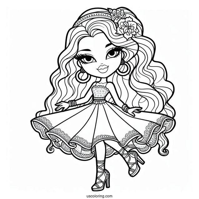 Bratz Yasmin In Skirt Coloring Sheet