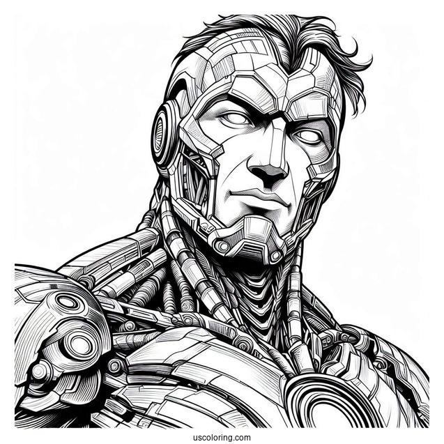 Justice League Coloring Page Of Detailed Cyborg Victor Stone