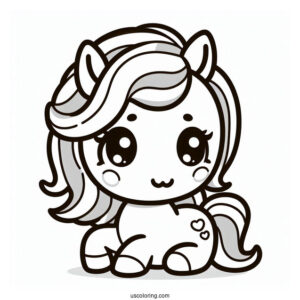 Adorable Kawaii Horse To Color For Kids