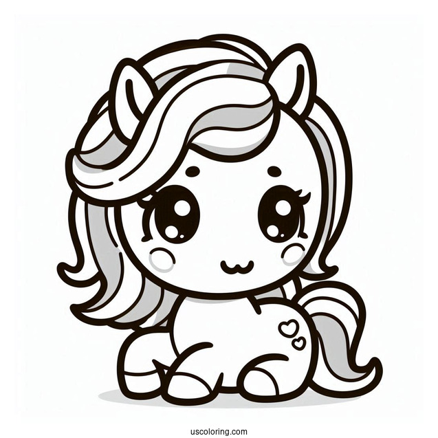 Adorable Kawaii Horse To Color For Kids