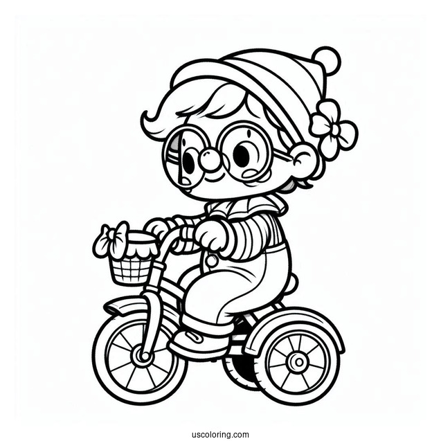 Cute Clown Riding Mini Bicycle Coloring In