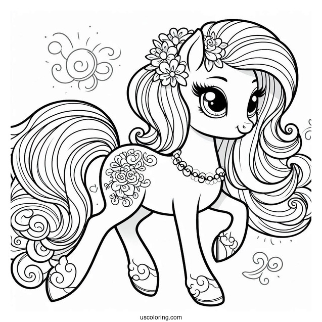 Palace Pets Coloring Page Of Petite The Pony Trotting For Kids
