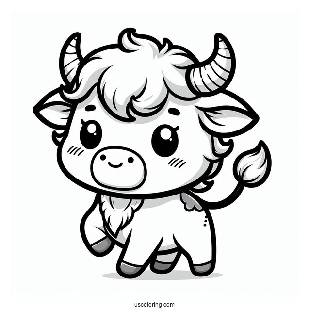 Cute Chibi Bull Coloring In For Preschoolers