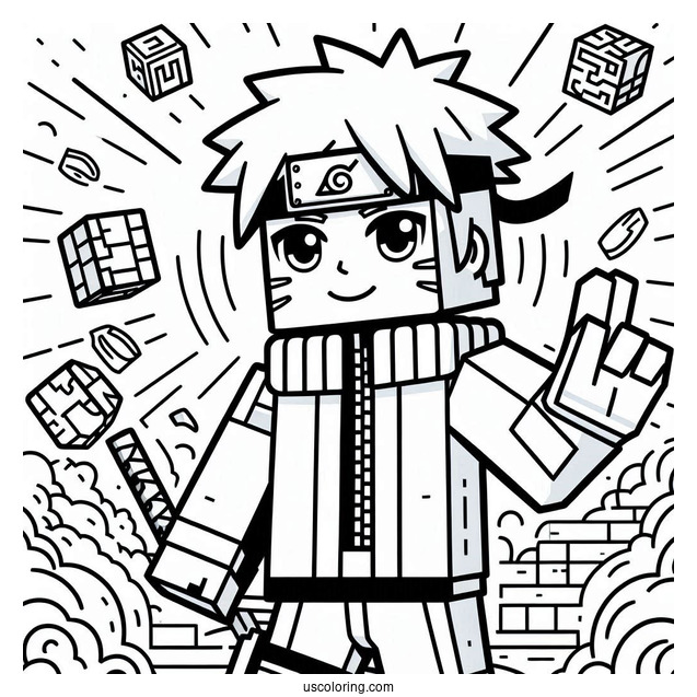 Minecraft Naruto Coloring Page For Kids