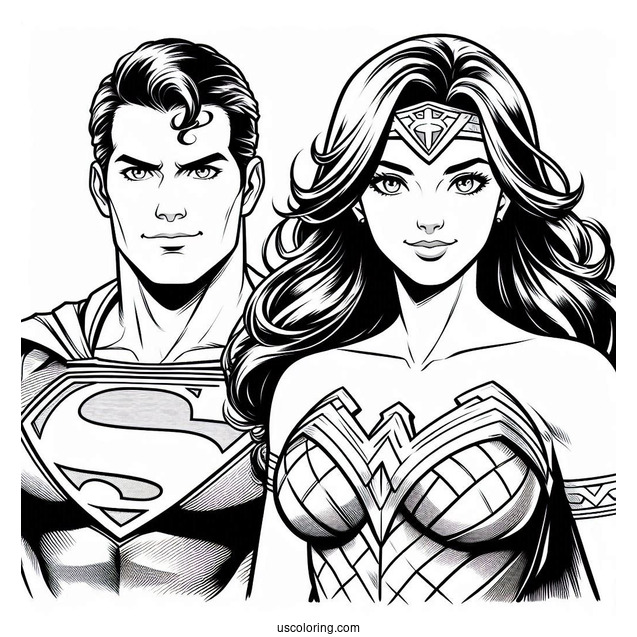 Superman And Wonder Woman Coloring Sheet