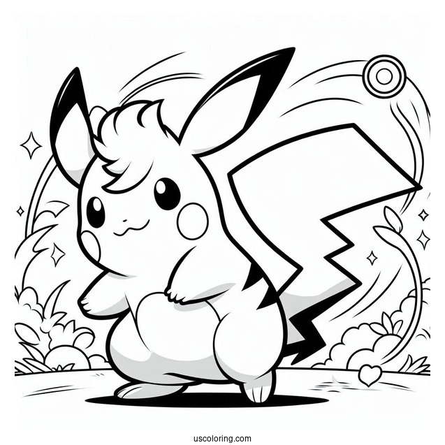 Alolan Raichu Coloring Page Using Tail To Attack