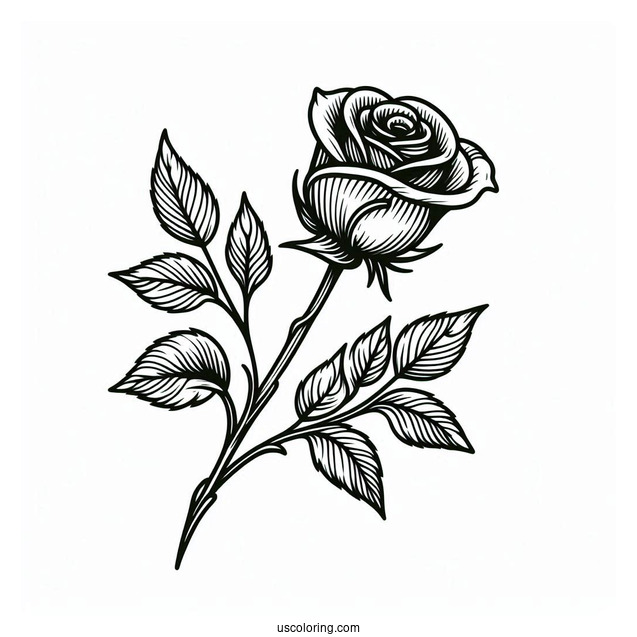 Rose Stem Coloring Sheet