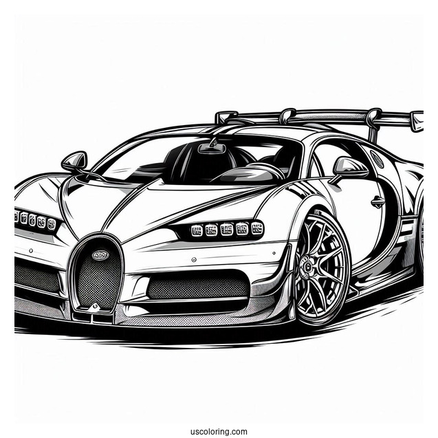 Detailed Bugatti Coloring Page Veyron GTR Racing