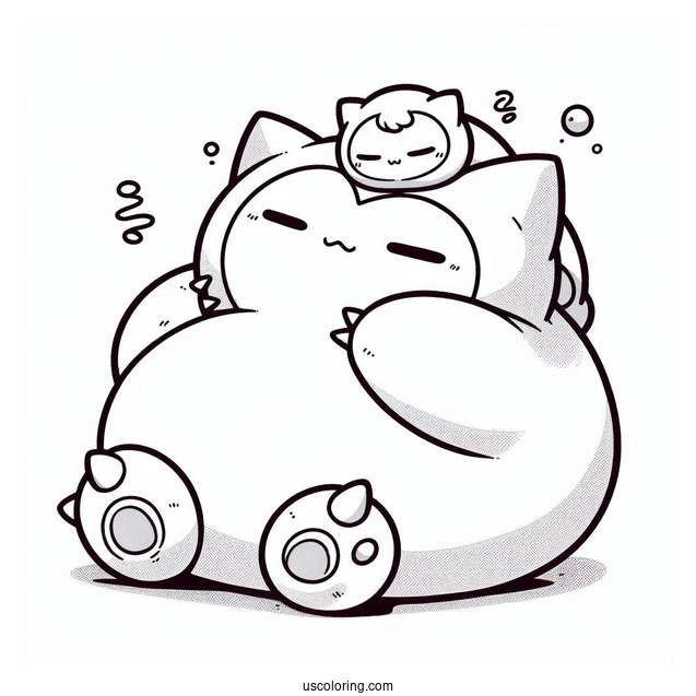 Munchlax Sleeping On Top Of Snorlax Coloring Page
