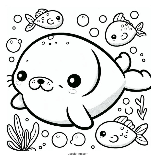 Octonauts Coloring Page Of Manatees Swimming With Fish
