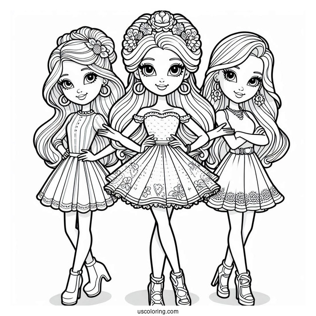 Barbie Version Of Polly Pocket Coloring Page, Shani, And Lila