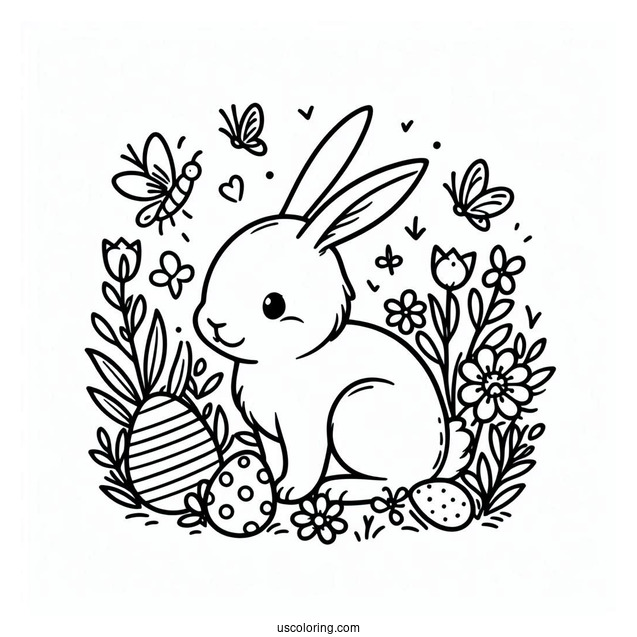 Spring Coloring Page Rabbit Outline Coloring Page For Preschoolers