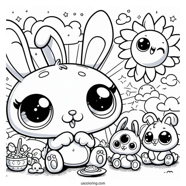 Sunny Bunnies Coloring Page Iris, Hopper, Shiny, Big Boo, And Turbo