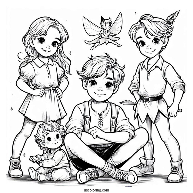 Darling Siblings With Peter Pan And Lost Boys