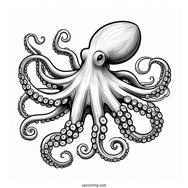 Realistic Smoothskin Octopus Coloring Page