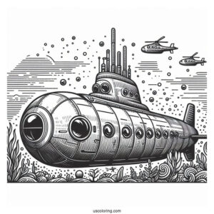 Detailed Submarine Coloring Page Sub Pods