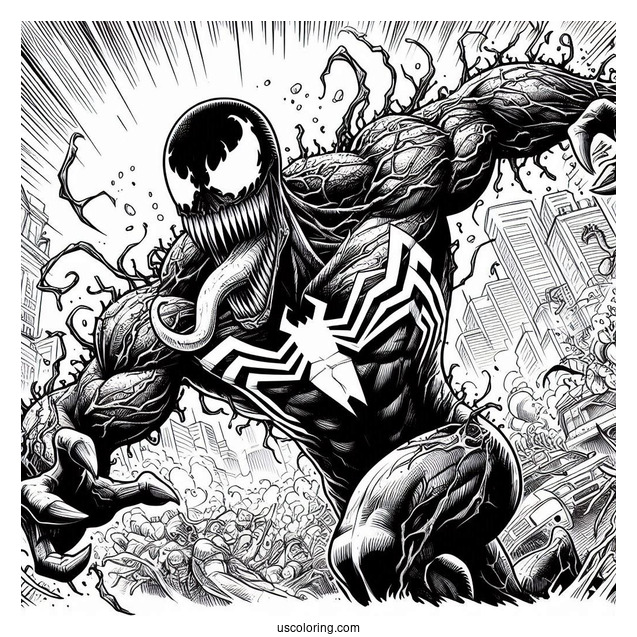 Detailed Close Up Of Carnage Coloring Page