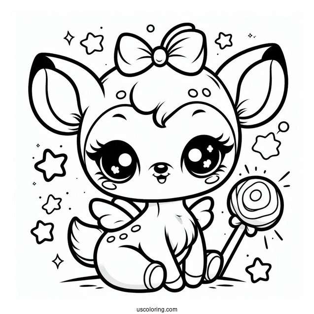 Kawaii Baby Bambi Coloring In