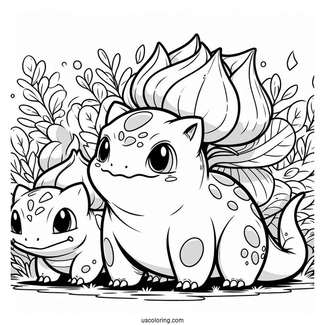 Bulbasaur Coloring Page With Ivysaur, And Venusaur Evolution