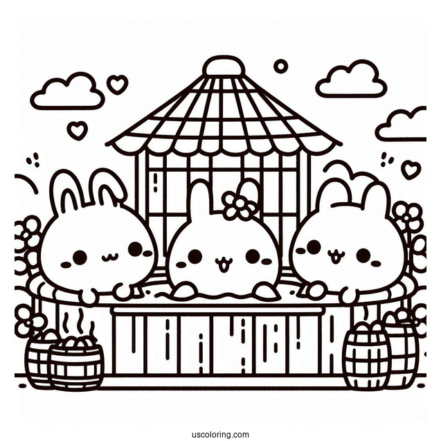 Sumikko Gurashi Coloring Page Of Friends In Japanese Sauna