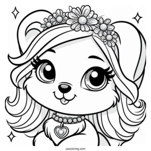 Palace Pets Coloring Page Of Cute Daisy With Diamond Collar