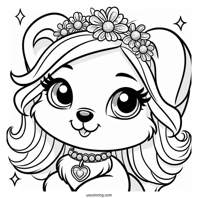 Palace Pets Coloring Page Of Cute Daisy With Diamond Collar