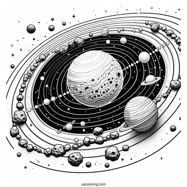 Solar System Map With Asteroid Belt Coloring Page
