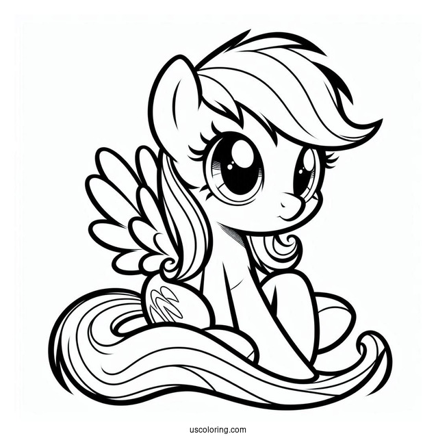 Scootaloo Sitting On Rainbow Dash Coloring Page