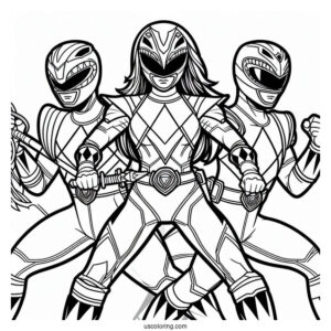 Mighty Morphin Power Rangers Coloring In For Kids