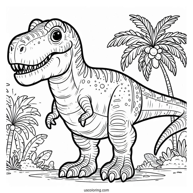 Coloring Page Of a Simple To Color Tyrannosaurus Rex