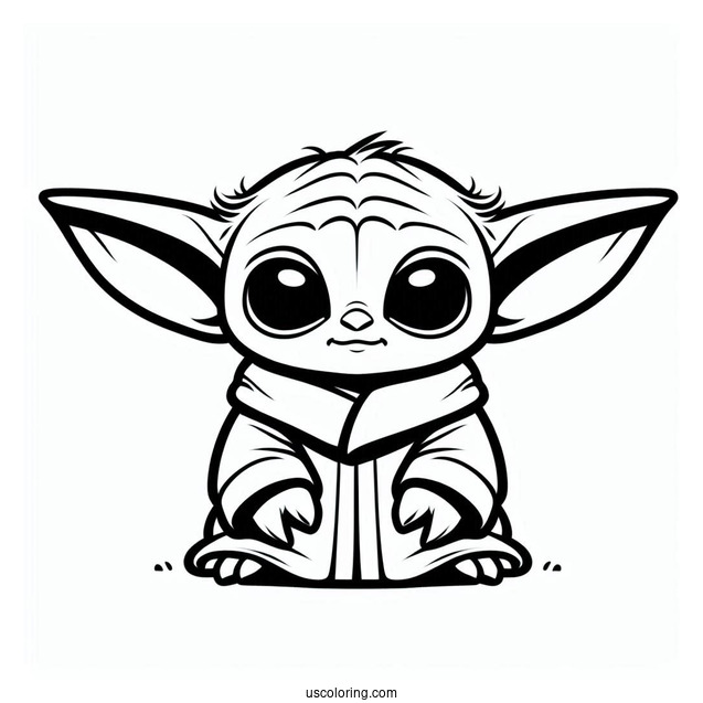 Simple To Color Baby Yoda For Kids