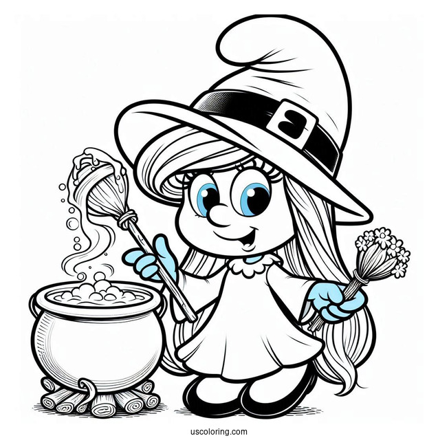 Witch Smurfette With Cauldron