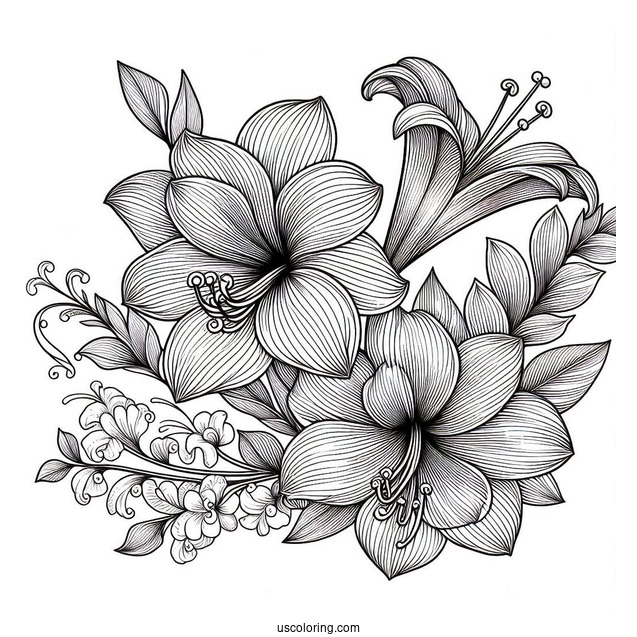 Flower Coloring Pages Of Beautiful Amaryllis Mandala