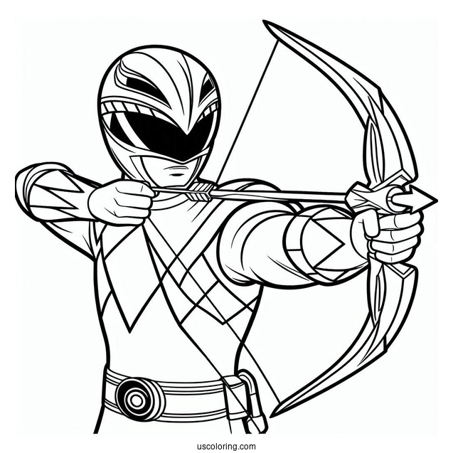 Power Ranger Holding Bow Coloring Sheet