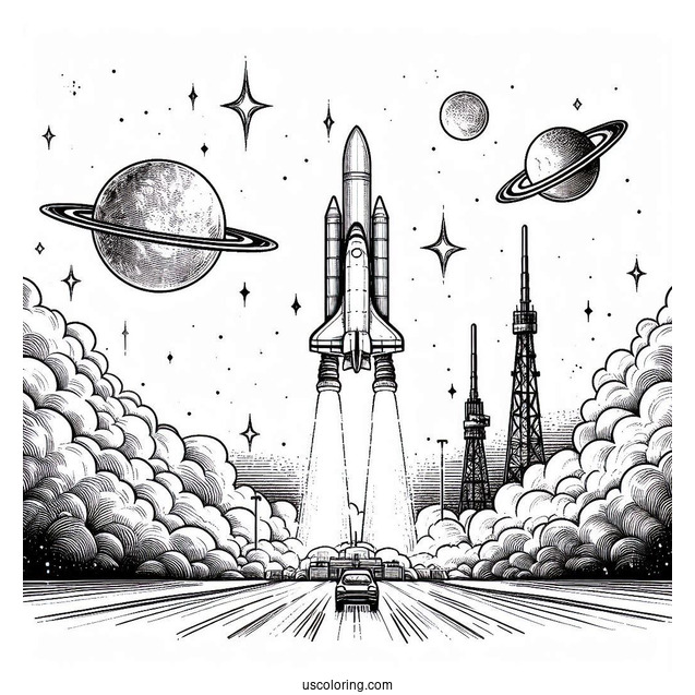 Ariane 5 Rocket Blasting Off Launch Pad