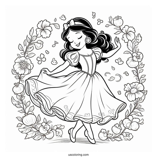 Coloring Page Of Snow White Dancing
