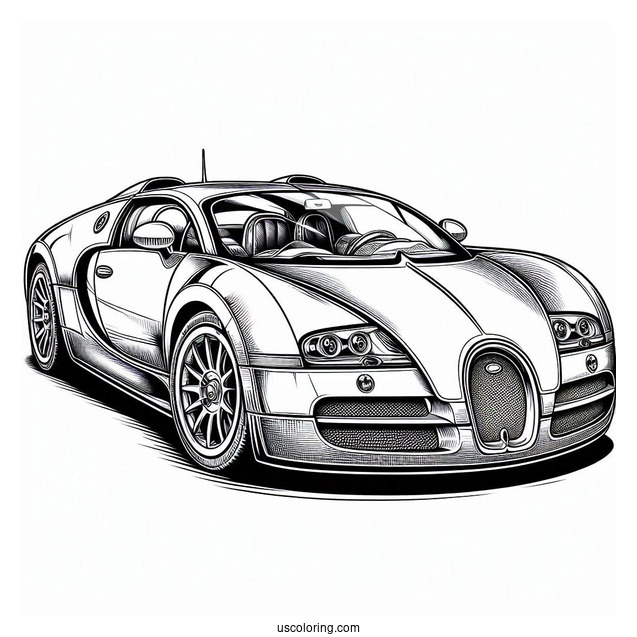 Realistic Bugatti Coloring Page Divo