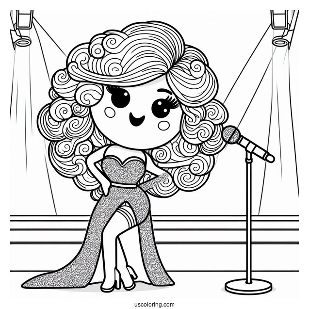 Sing Coloring Page Of Nana Noodleman In Diva Outfit On Stage
