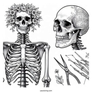 Realistic Adult Skeleton Coloring Page