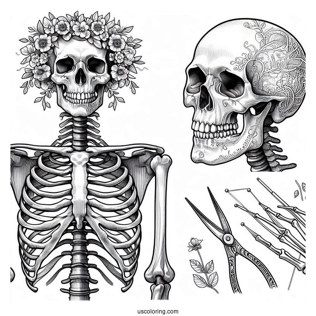 Realistic Adult Skeleton Coloring Page