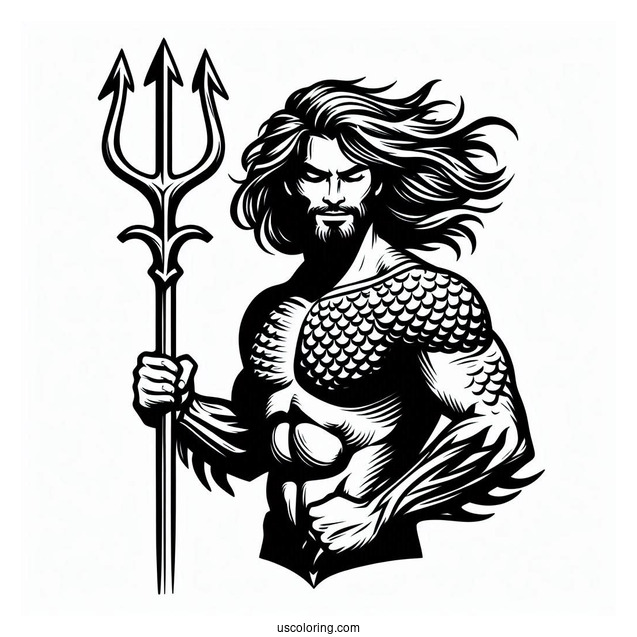 Easy Aquaman Coloring Page Trident For Kids