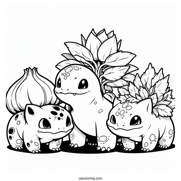 Bulbasaur Coloring Page With Ivysaur, And Venusaur Evolution
