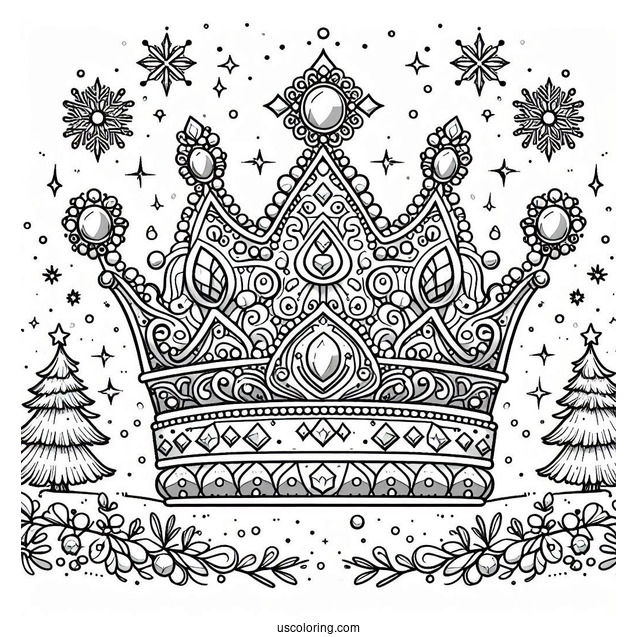 Bejeweled Crown Coloring Page In Winter Castle
