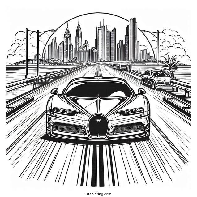 Bugatti Coloring Page EB Concept on the Road