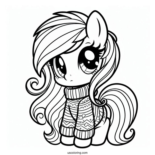 Cute Rainbow Dash Coloring Page Wearing A Sweater