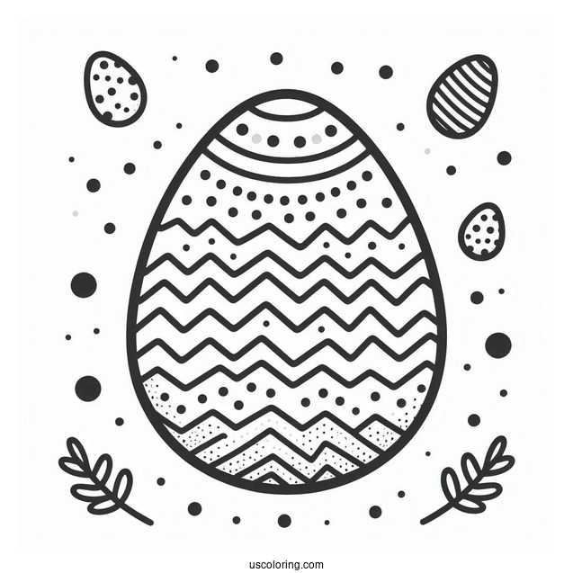 Chevron And Polka Dots Easter Egg Coloring Sheet For Preschoolers